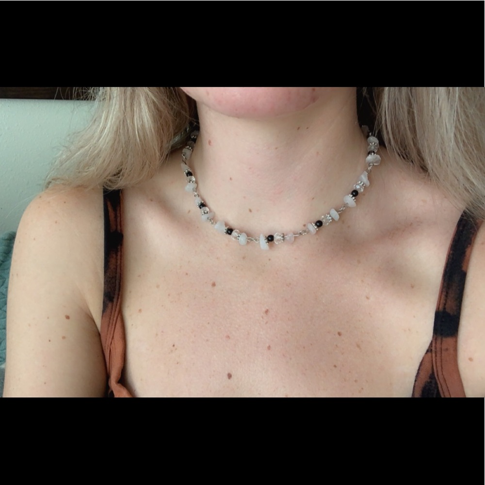Rose quartz beaded necklace